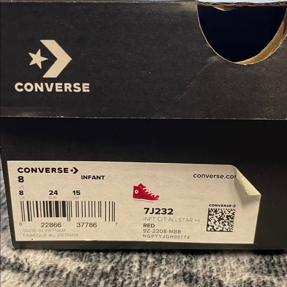 Toddler Converse - Red Canvas High-Tops - Size 8